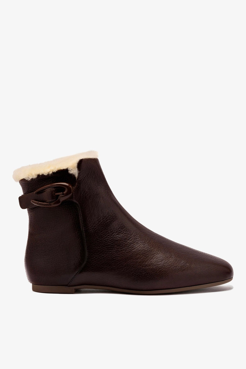 Mini Verona Boot In Brown Leather And Natural Shearling 1
