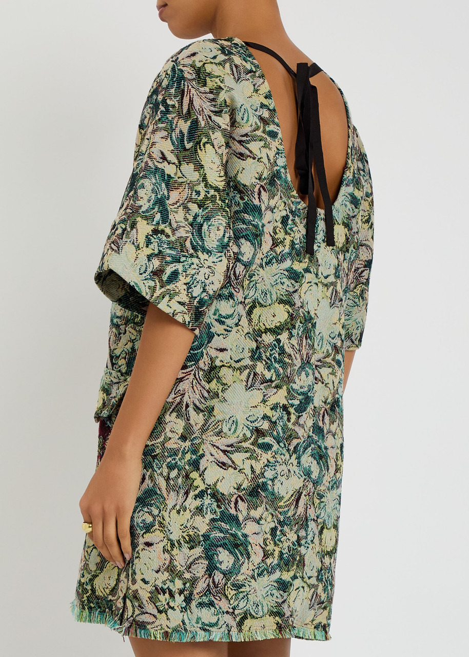 Ganni Tapestry Patterned-jacquard Woven Mini Kimono Dress - 3