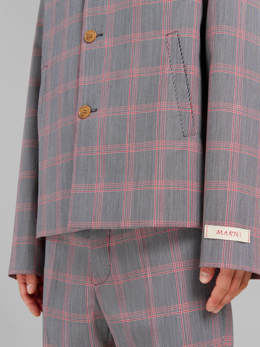 ORANGE CHECKED TECH WOOL BLAZER - 5