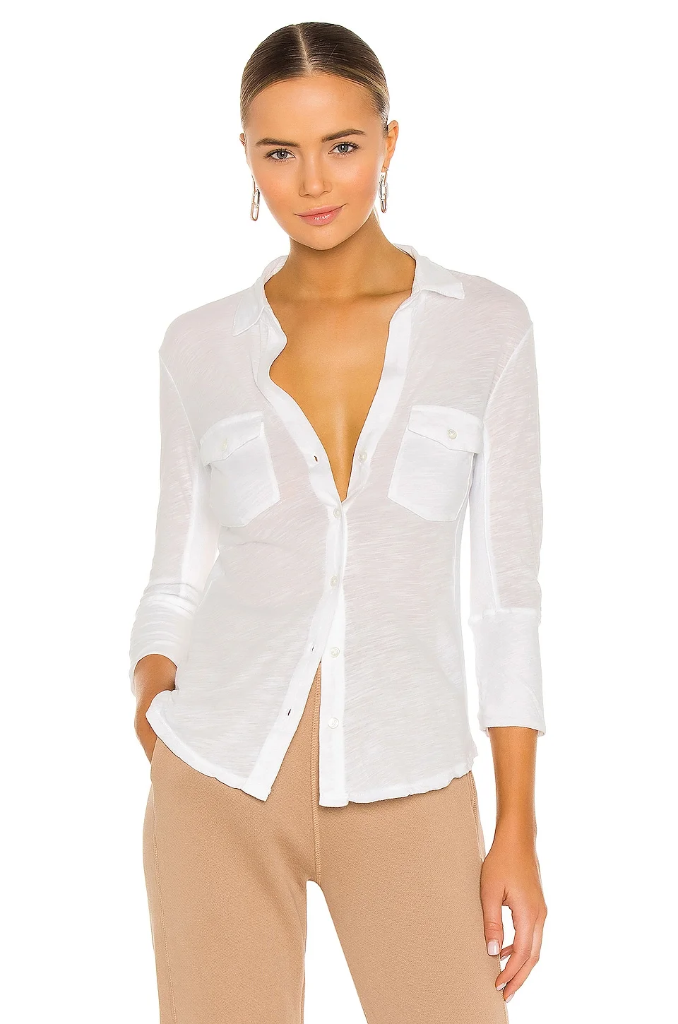 Slub Side Panel Button Front Shirt - 1