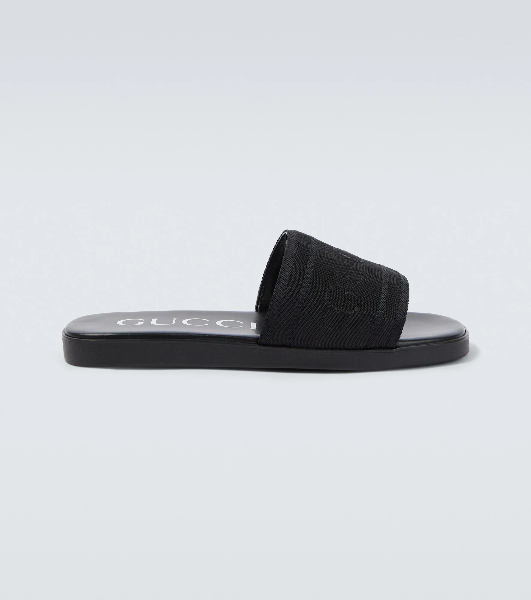 Logo canvas and leather slides - 1