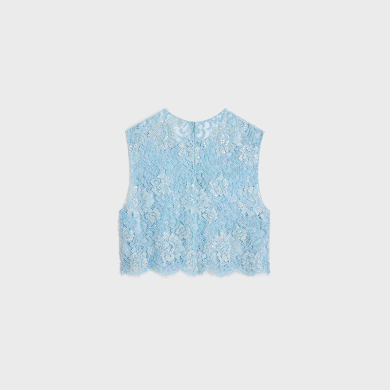 CELINE embroidered crop top in lace outlook