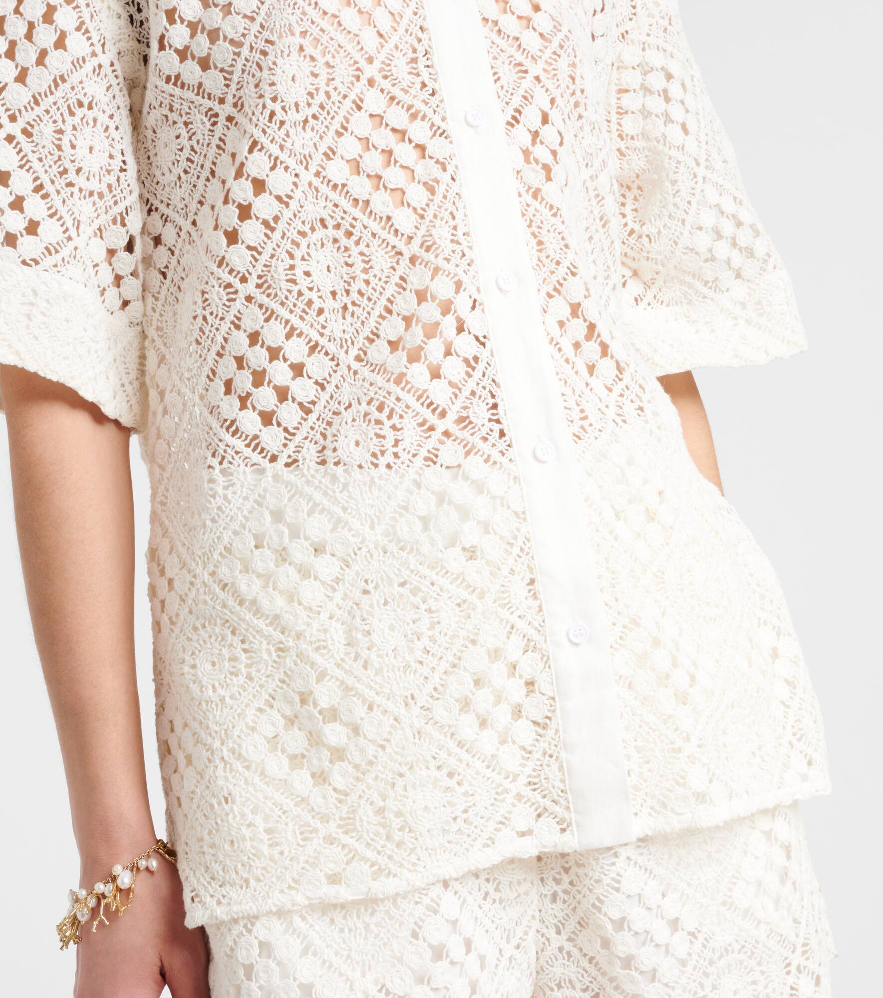 Crochet cotton-blend shirt - 5