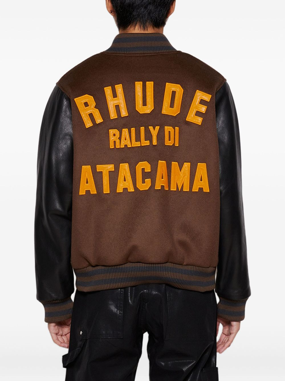 leather-sleeved bomber jacket - 5