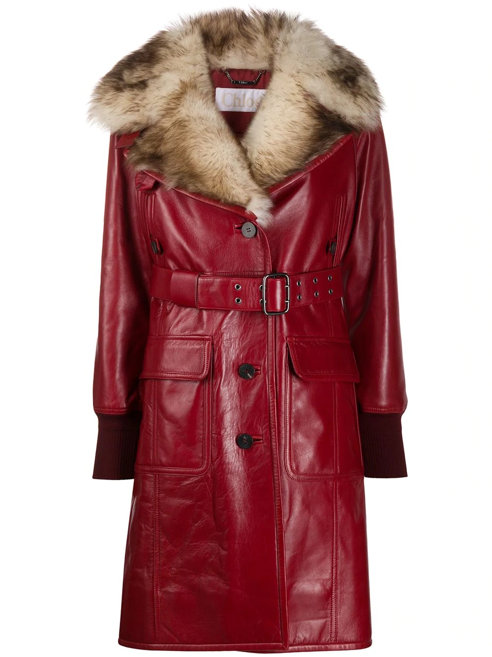 fur lined leather coat - 1