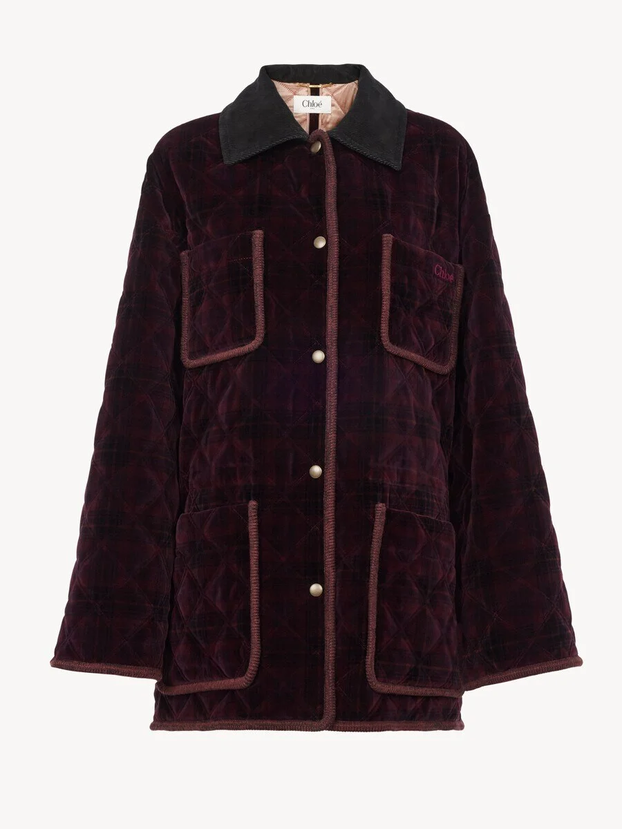 PADDED SHORT COAT IN CHECK COTTON - 1