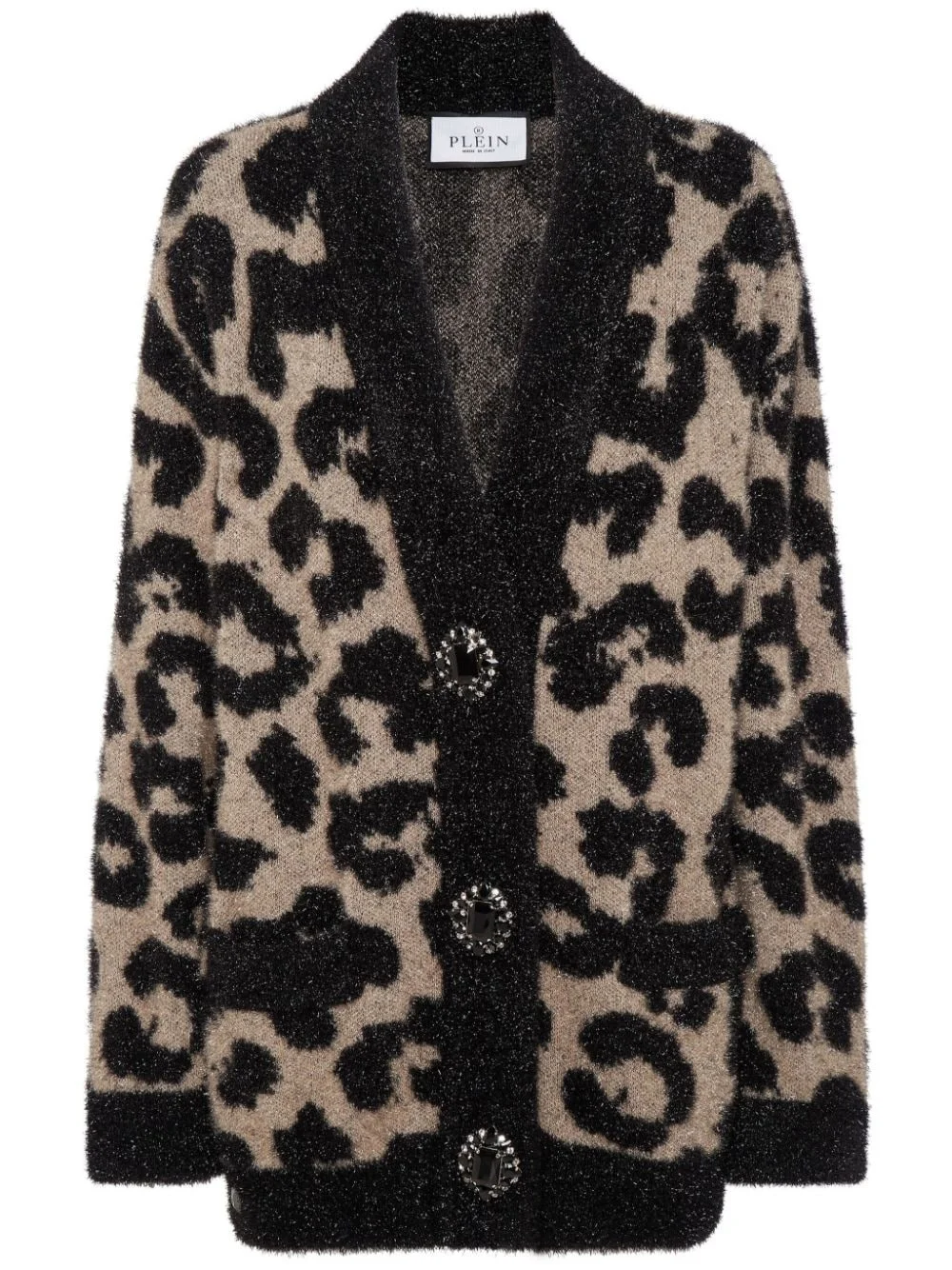 leopard-print lurex cardigan - 1