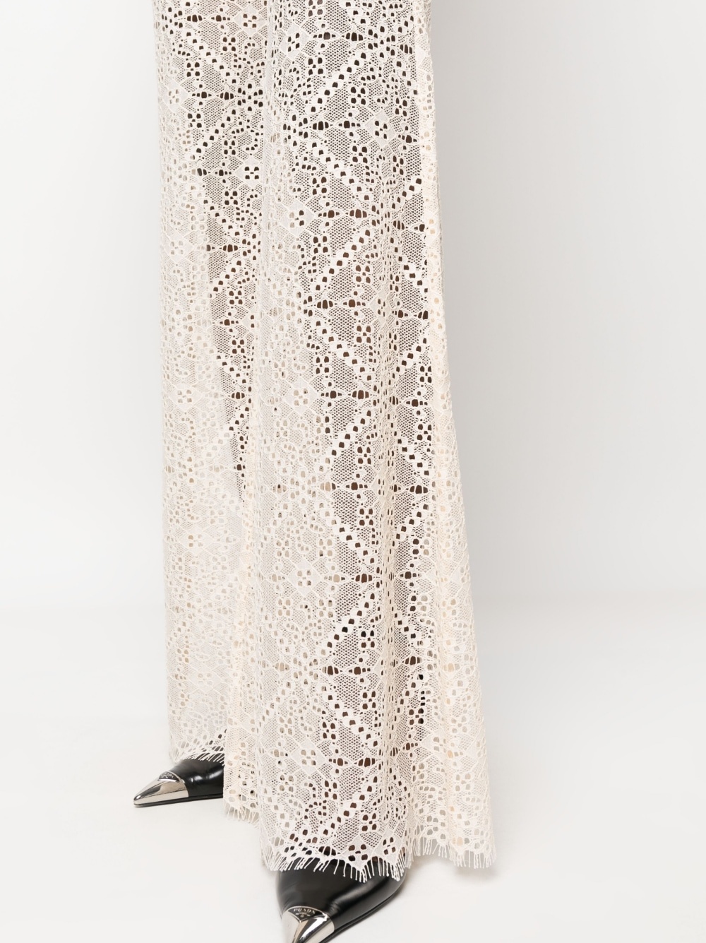 sheer-lace flared trousers - 5