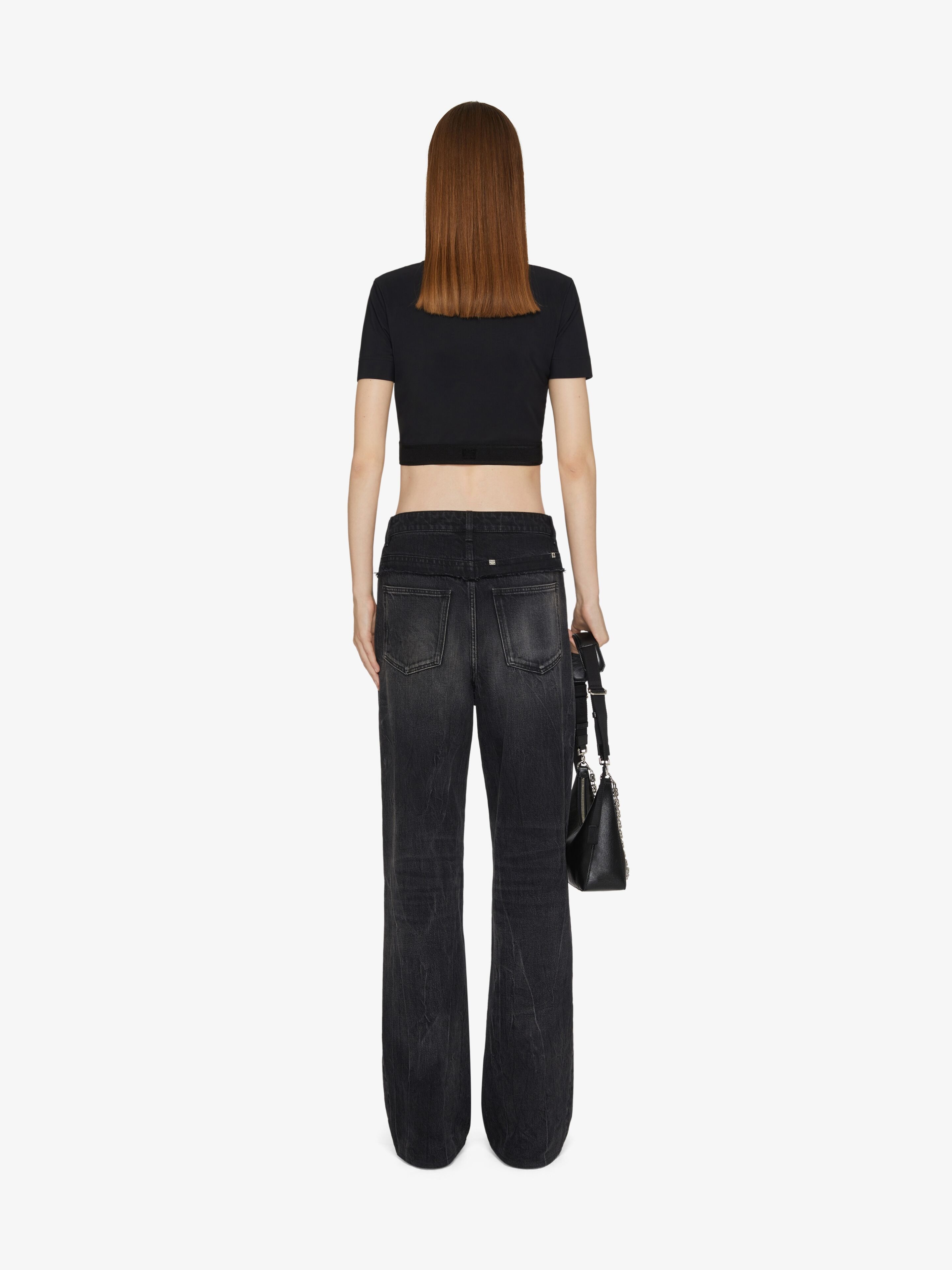 CROPPED T-SHIRT IN JERSEY WITH GIVENCHY BAND - 4