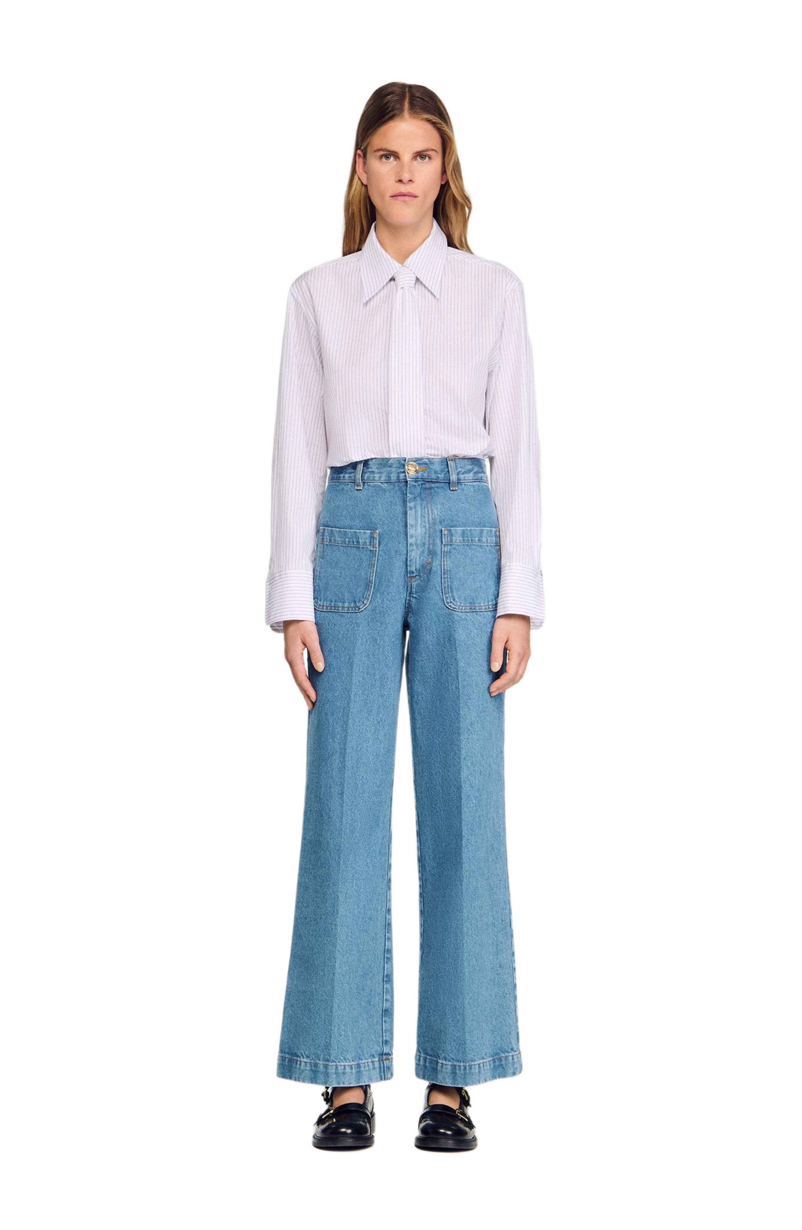 SANDRO Wide-leg high-rise jeans in Blue Jean at Nordstrom - 2