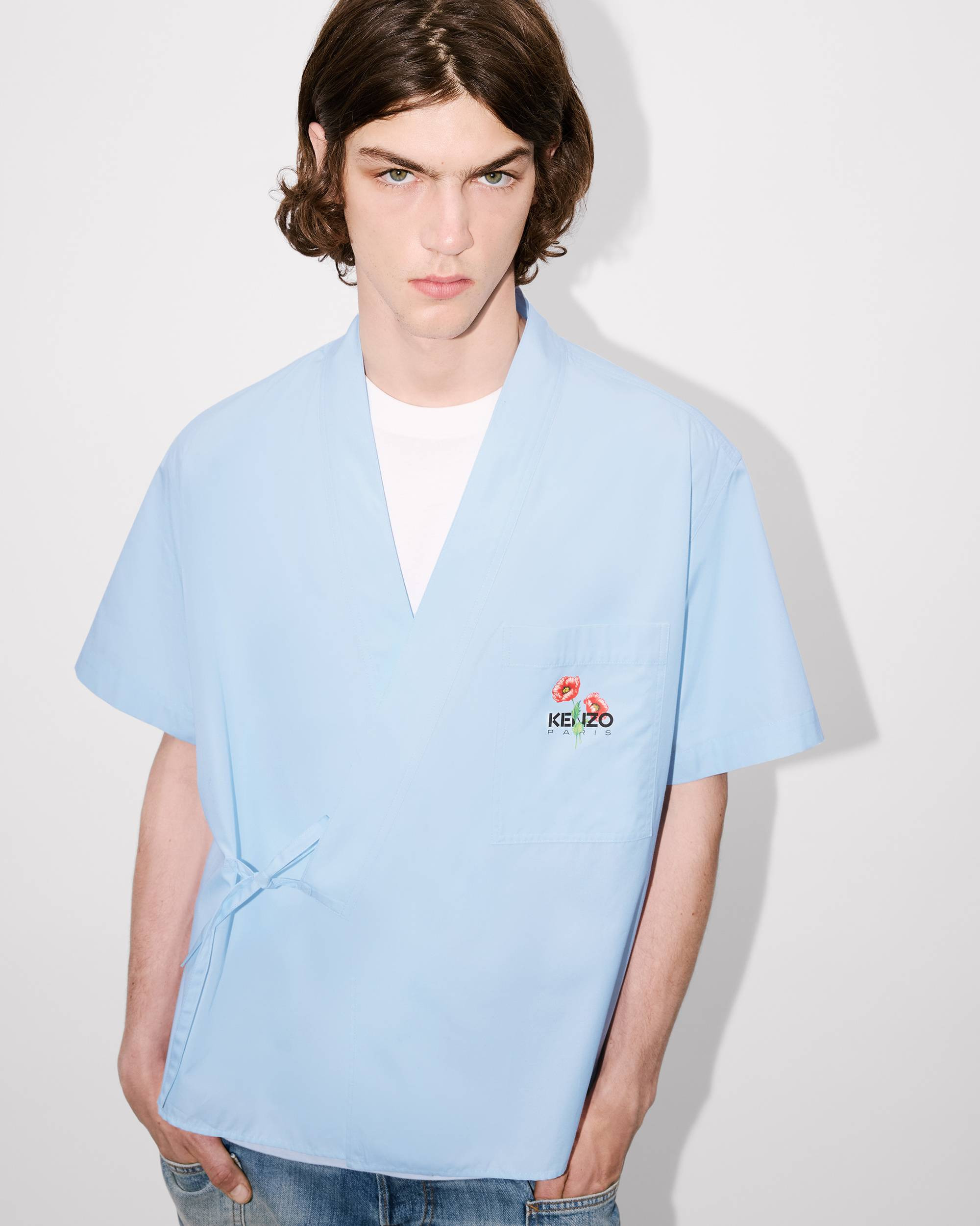 'KENZO Archive Bouquet' kimono short sleeve shirt in cotton poplin - 7