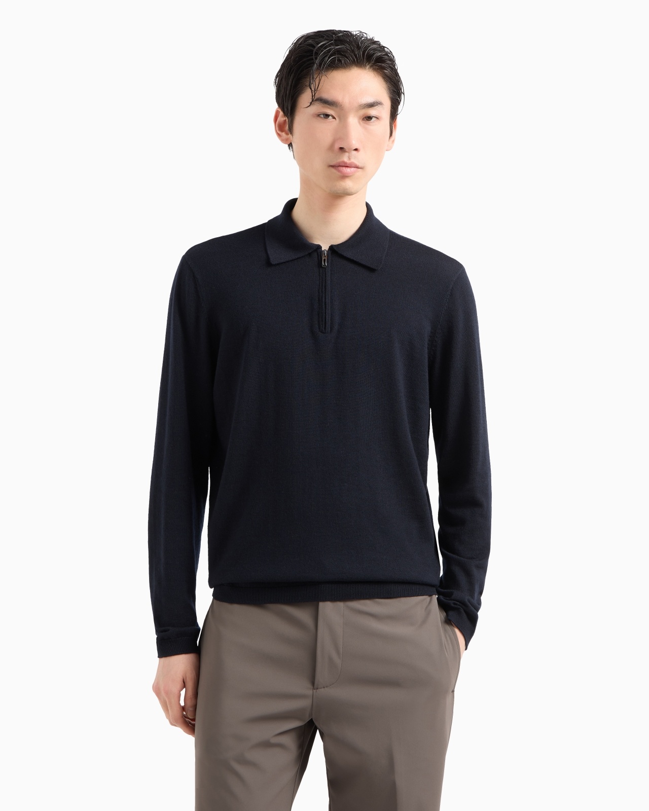 TRAVEL ESSENTIALS PLAIN-KNIT VIRGIN-WOOL JUMPER WITH POLO COLLAR - 2