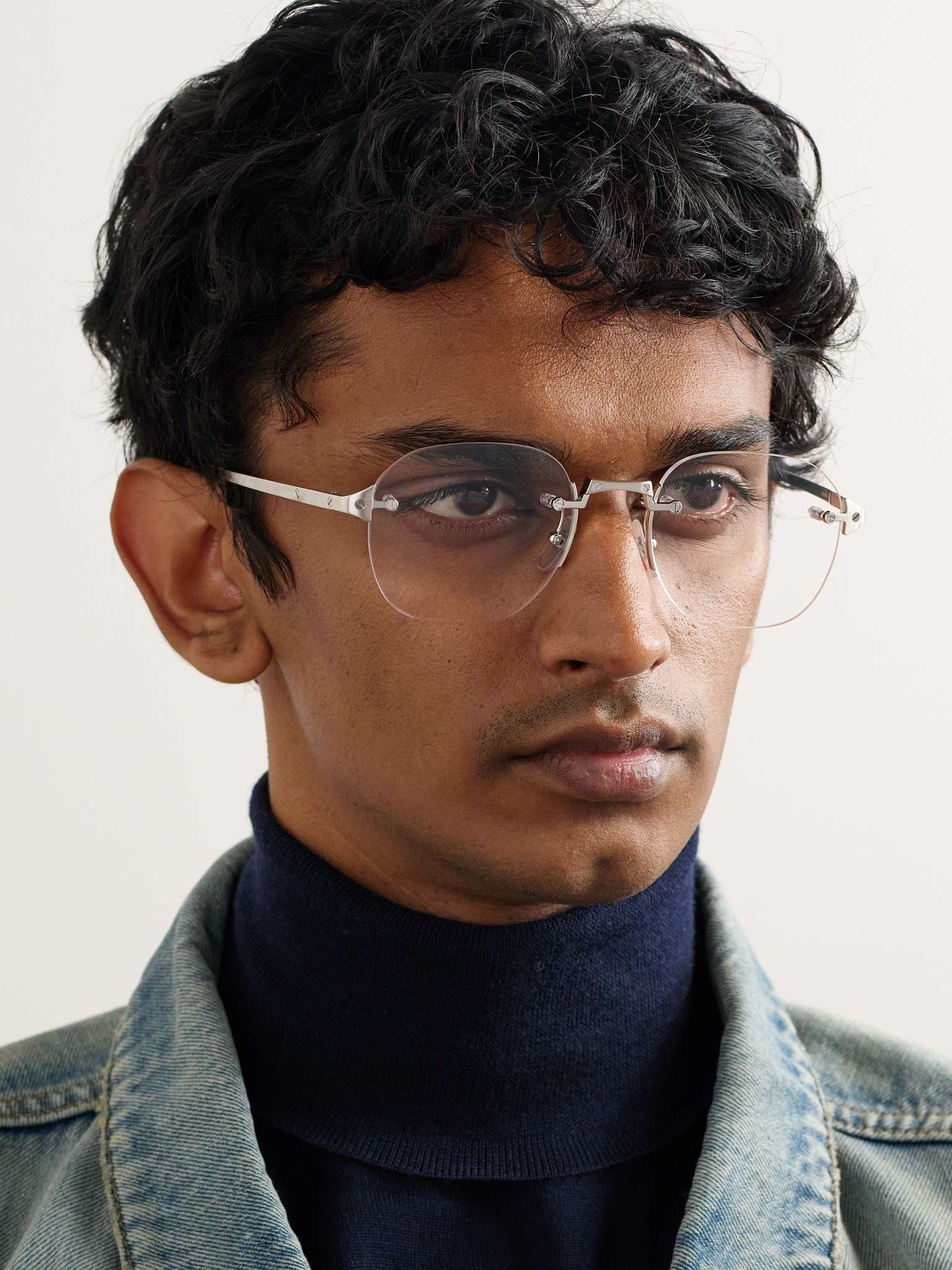 Cartier Santos de Cartier Rimless D-Frame Silver-Tone Optical Glasses ...