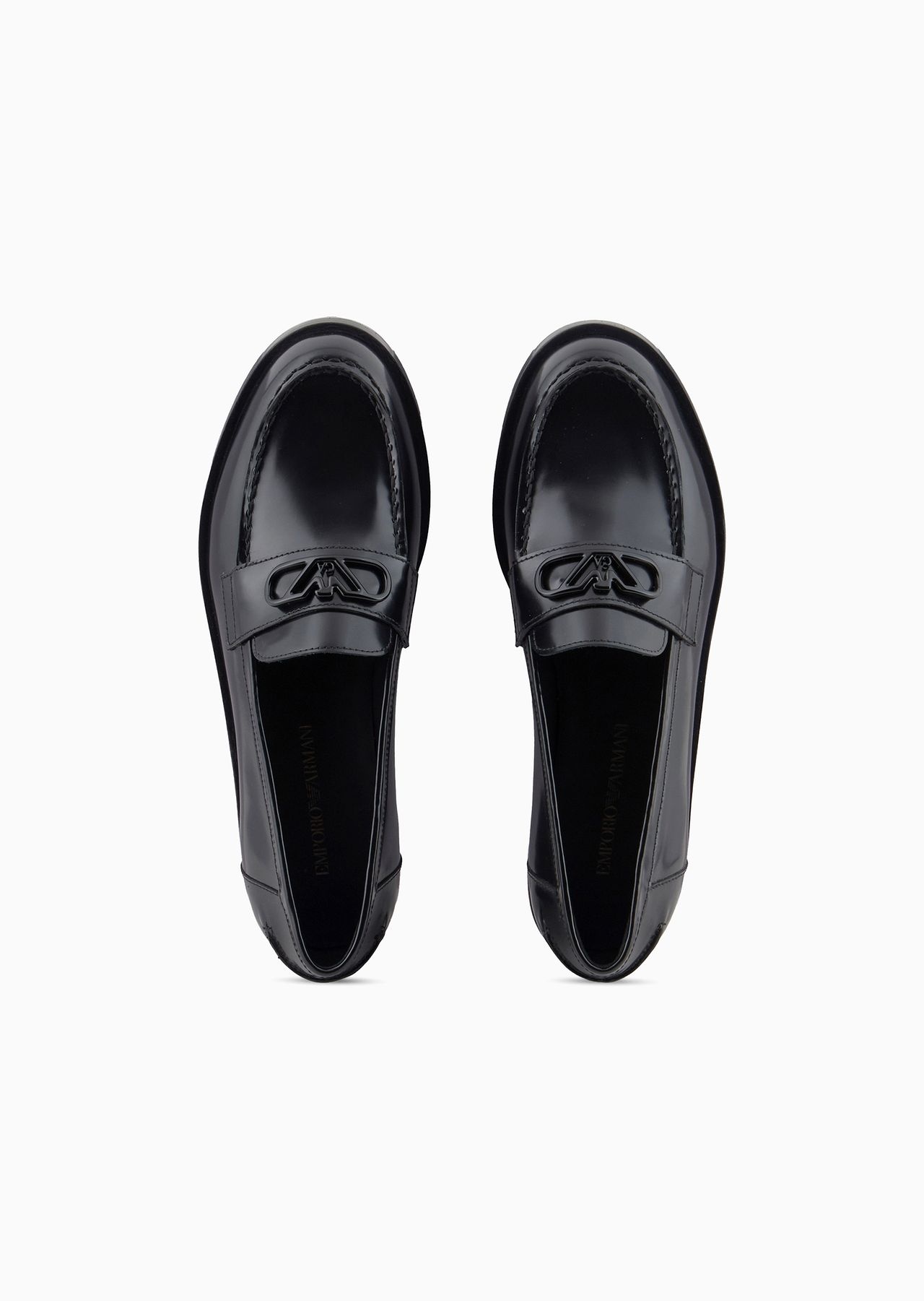 Brushed leather loafers with eagle plate - 3