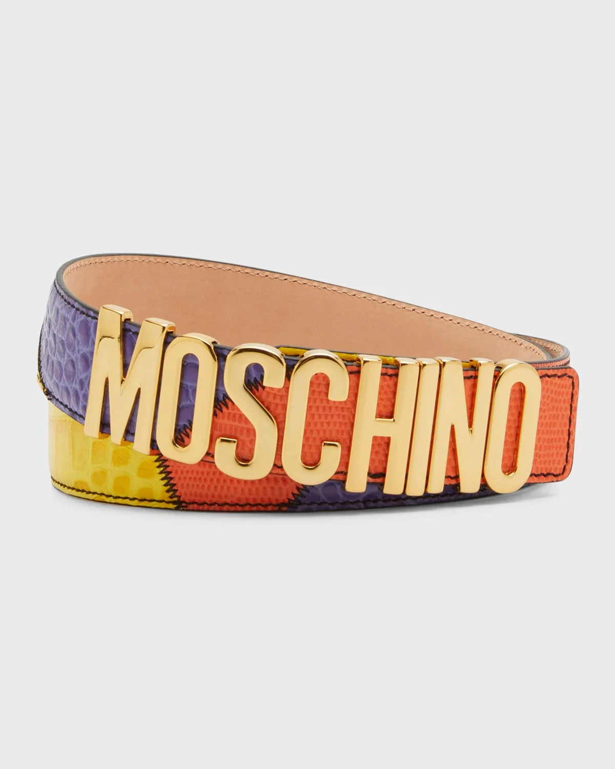 Men's Multicolor Patchwork Leather Belt - 1