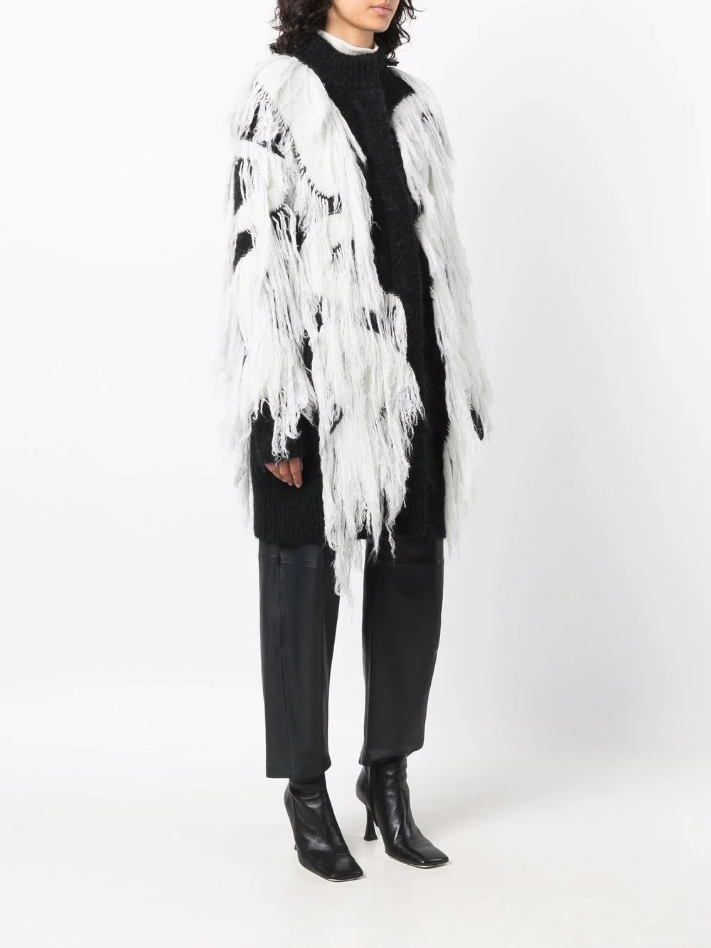 draped-tassel knitted jacket - 3