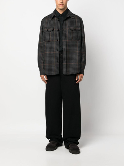 Brioni check-print knitted shirt jacket outlook