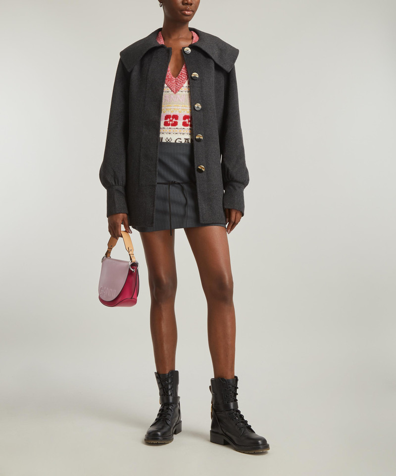 Grey Wool Collar Jacket 2