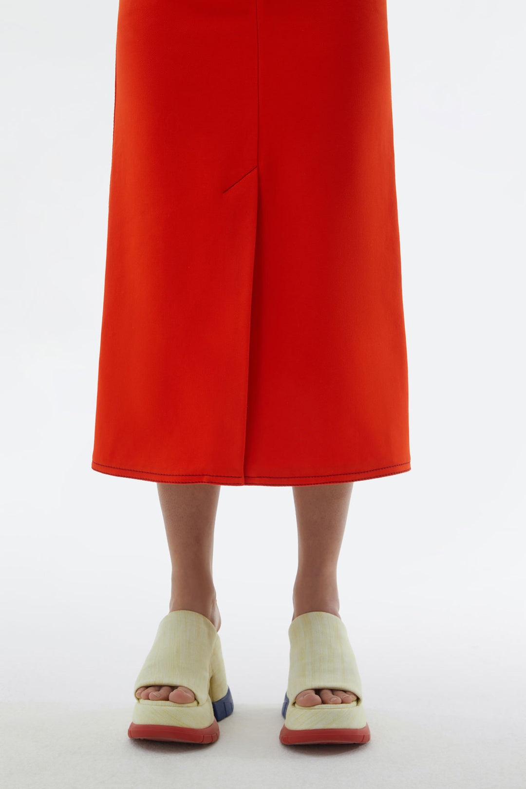 FLUO ORANGE MIDI SKIRT - 5