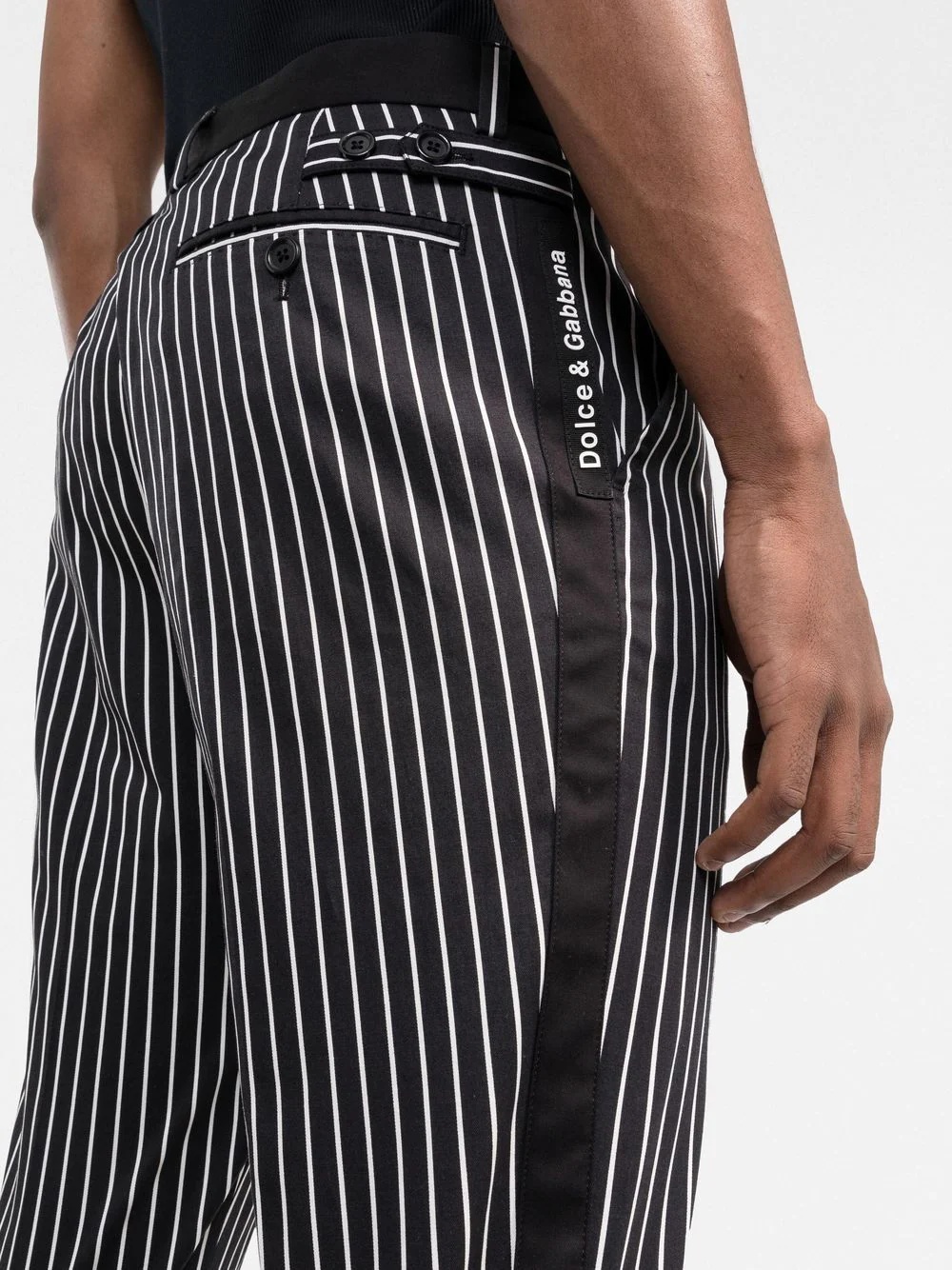 pinstripe-pattern tapered trousers - 5