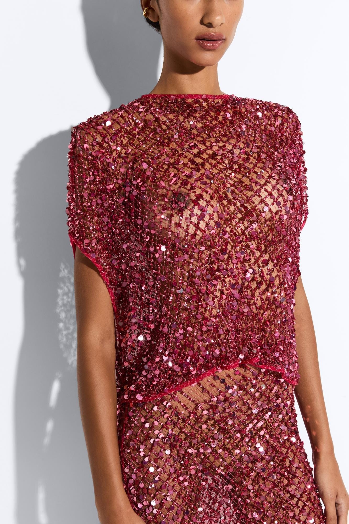 Net Mesh Sequin Cape Tee - 4