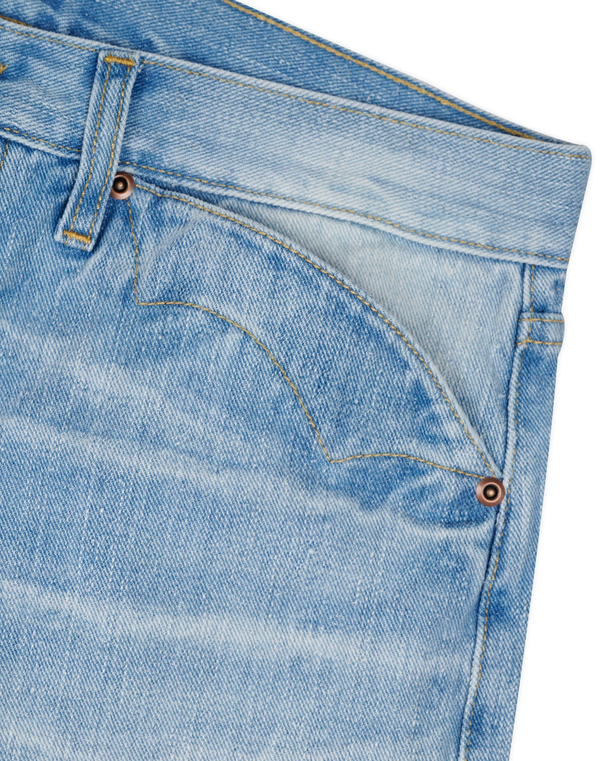 Type 00 14.1oz Selvedge Denim Pant - Light Washed Indigo - 5