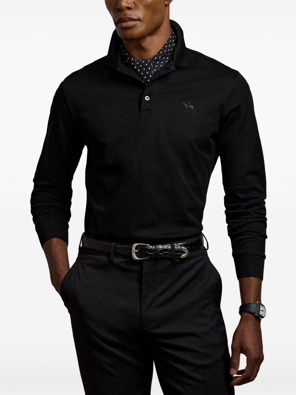 logo-embroidered cotton polo shirt - 3
