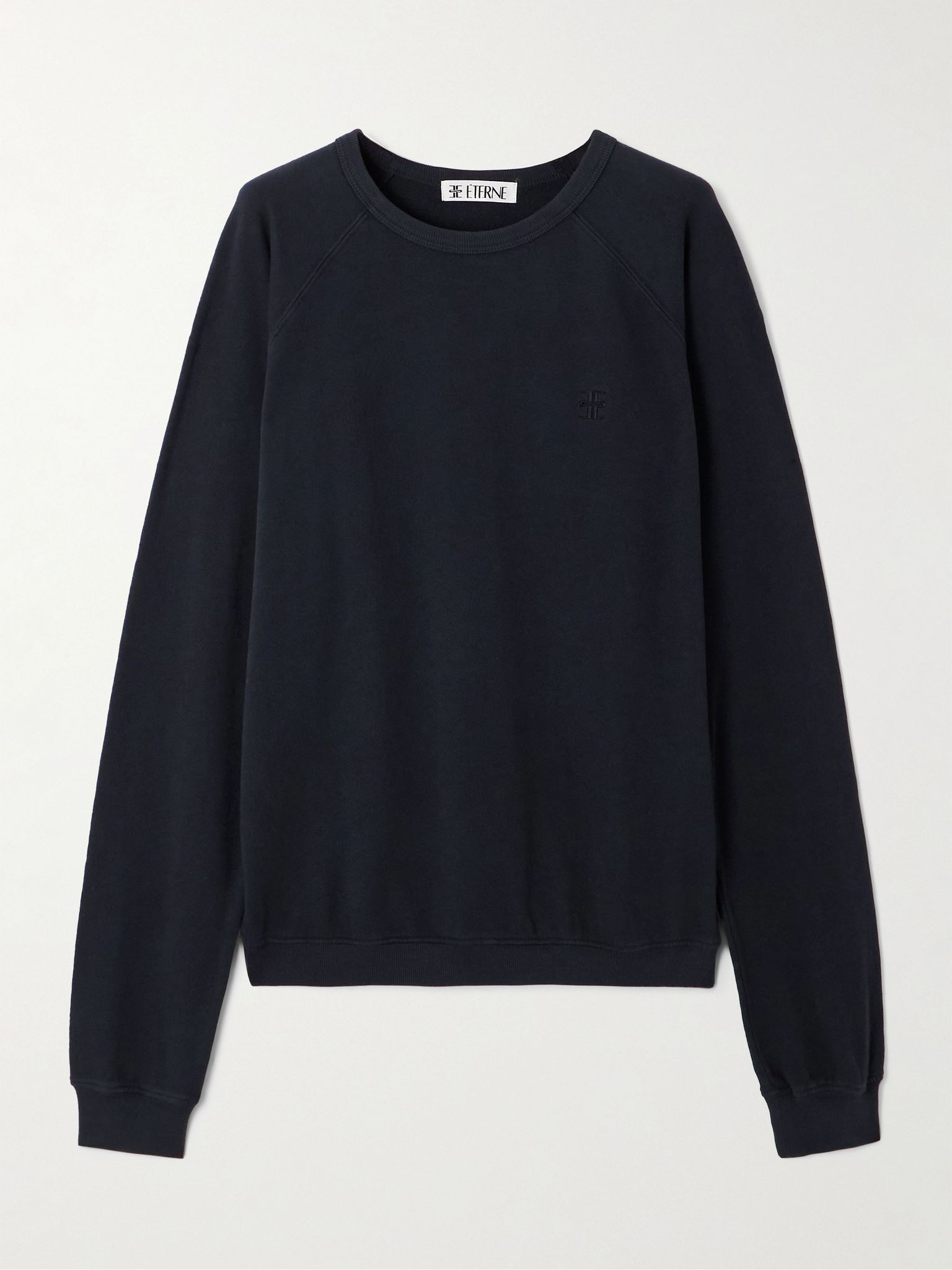 Oversized embroidered cotton-jersey sweatshirt Black - 1