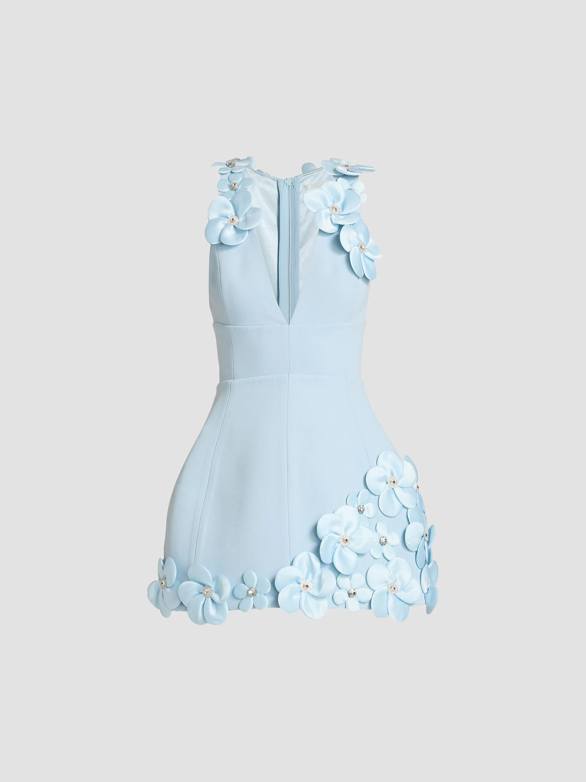 Women's Estelle Floral Appliqué Minidress - Powder Blue - 1