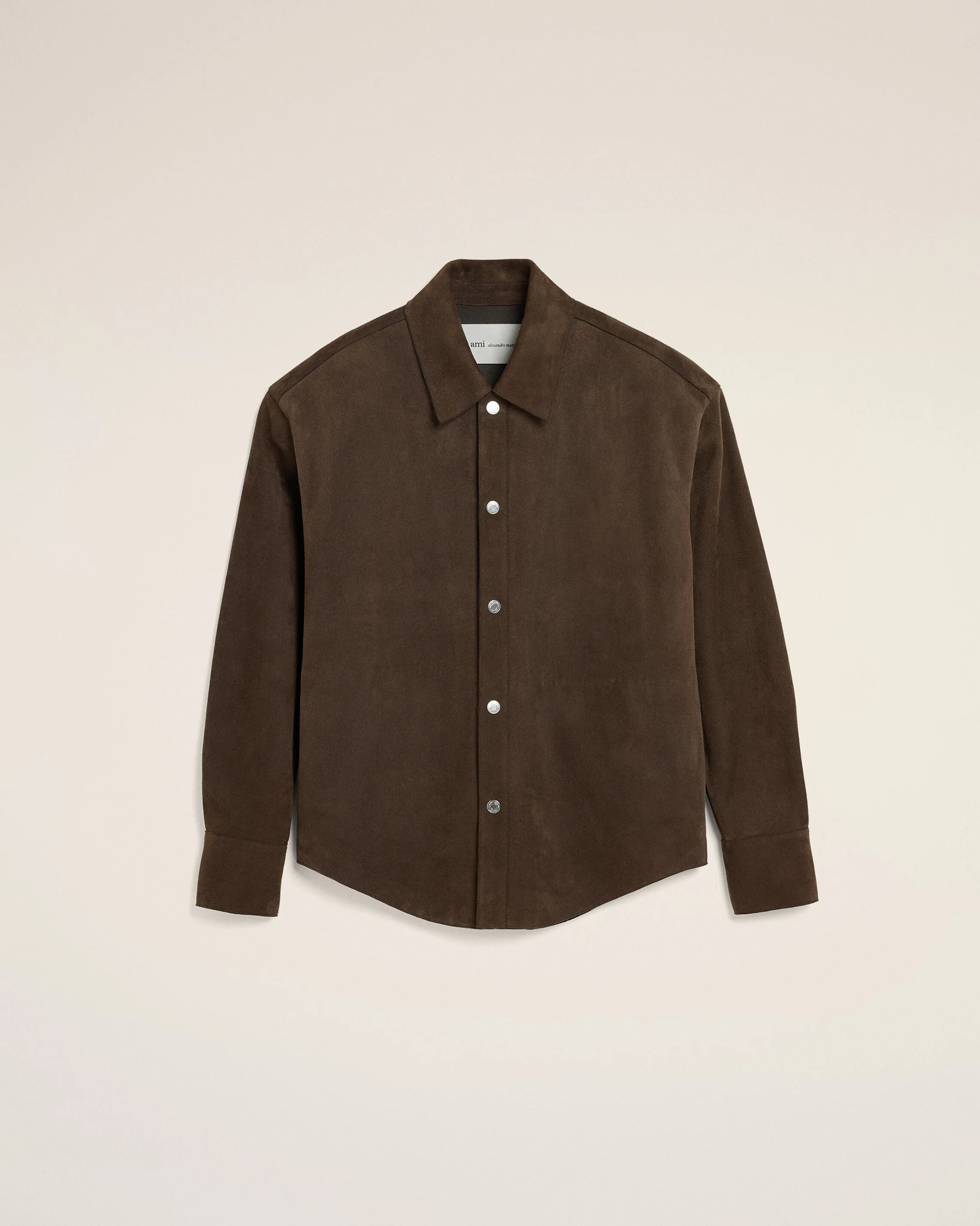 BROWN GOAT LEATHER BUTTONED OVERSHIRT - 1