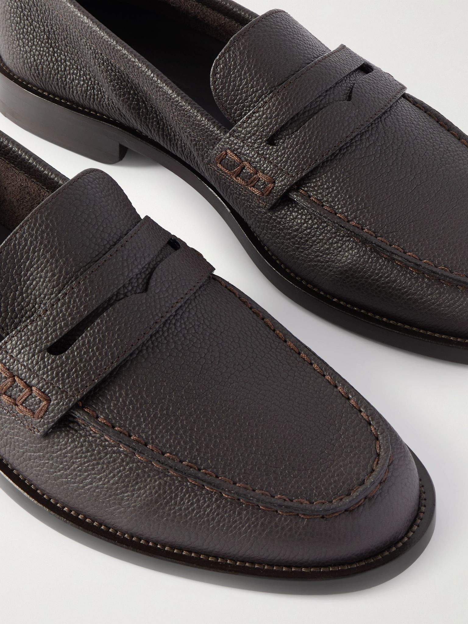 Perry Full-Grain Leather Penny Loafers Dark brown - 5