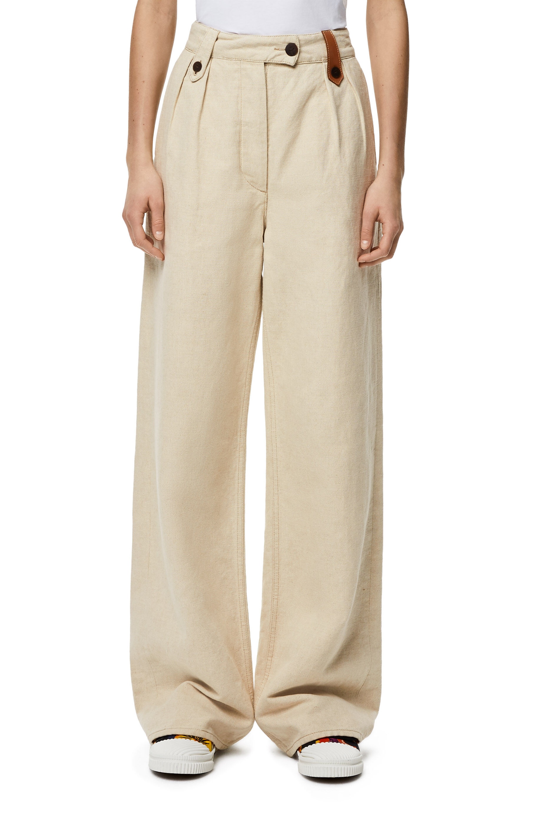 Flare trousers in cotton and linen - 3
