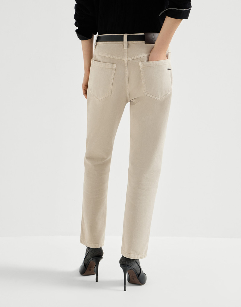 Dyed denim five-pocket straight trousers with shiny bartack 3
