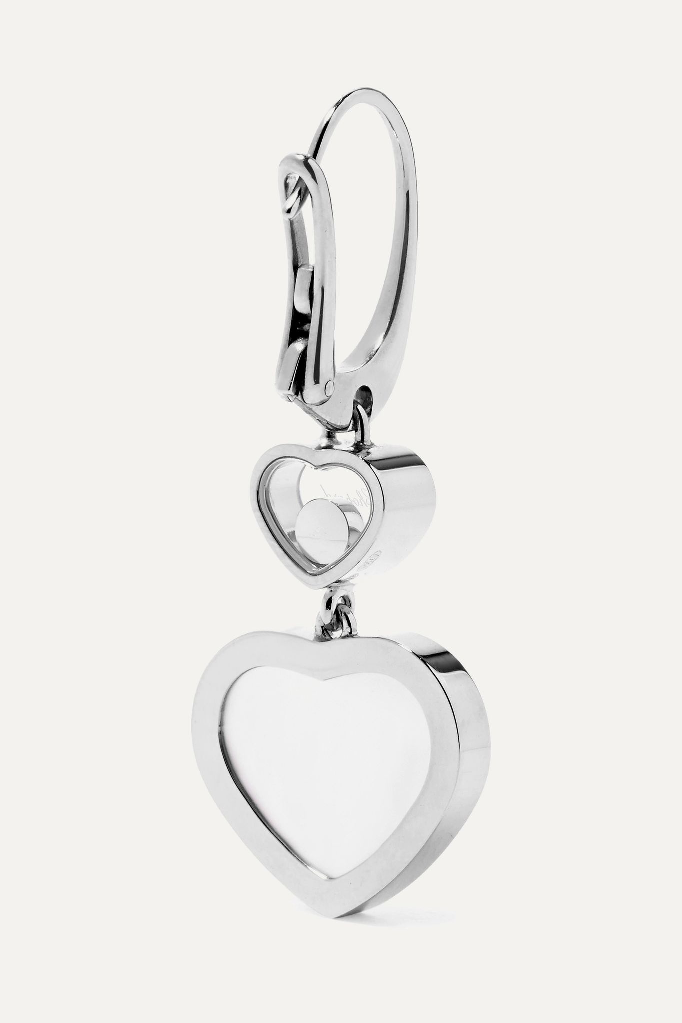 Happy Hearts 18-karat white gold, diamond and mother-of-pearl earrings - 3