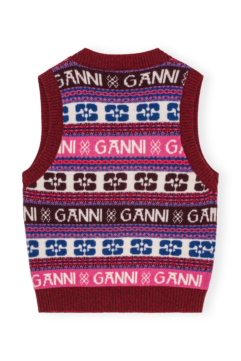 GANNI PINK LOGO WOOL MIX VEST outlook