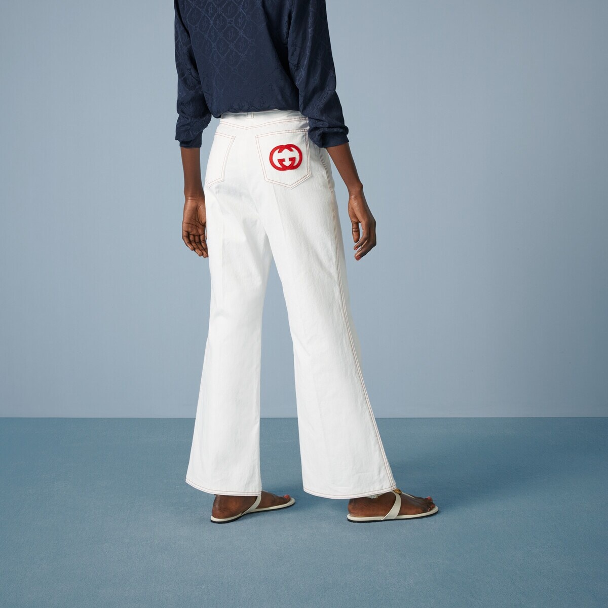 Cotton canvas pant with Interlocking G - 6