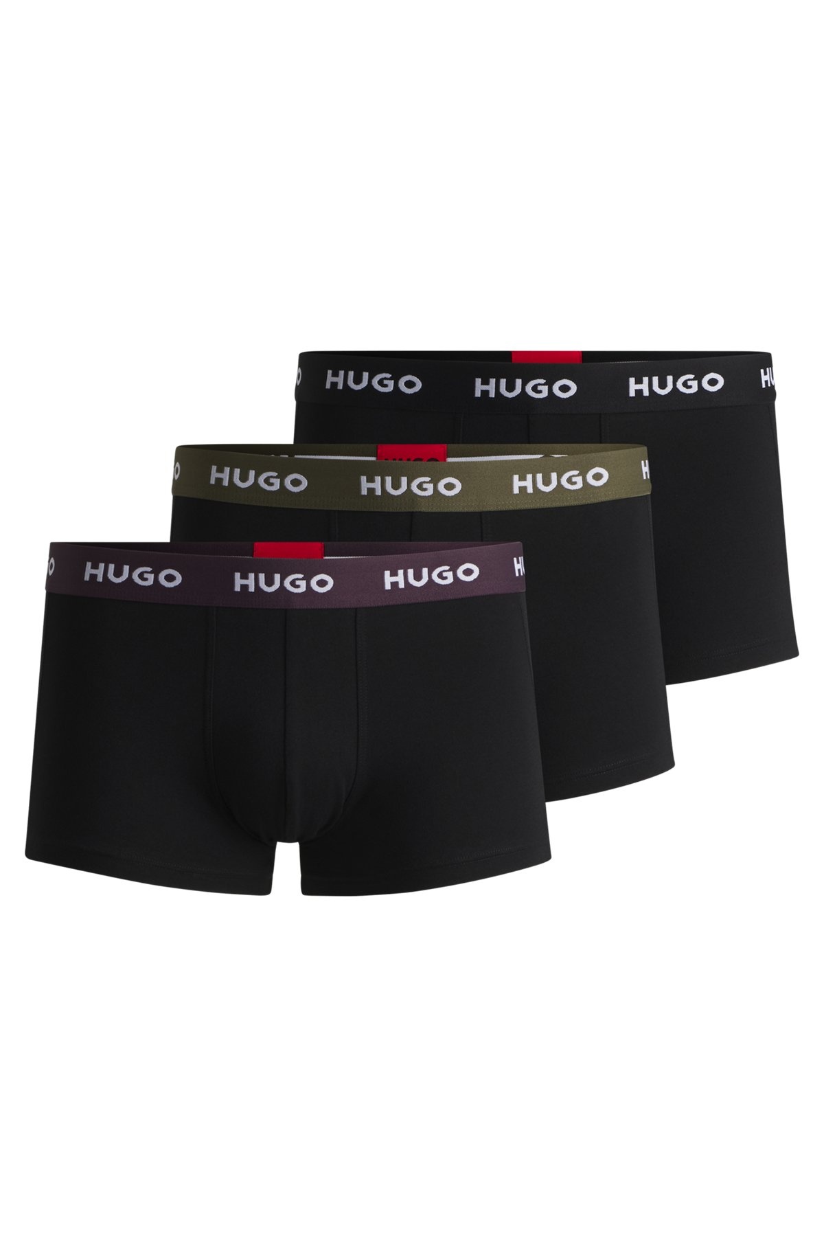 THREE-PACK OF STRETCH-COTTON TRUNKS WITH LOGO WAISTBANDS - 1
