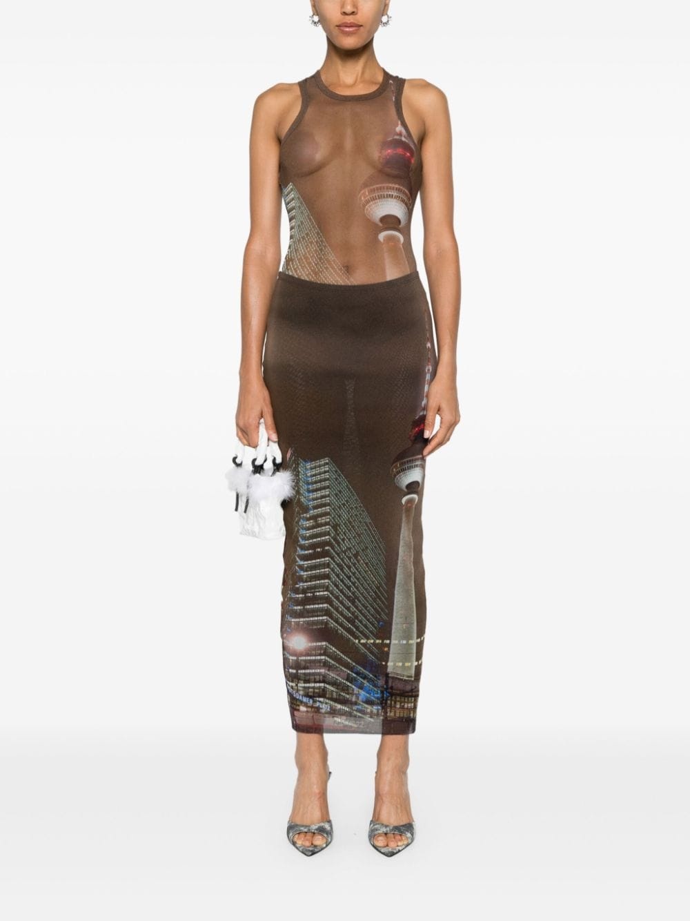 sheer mesh printed bodysuit - 2