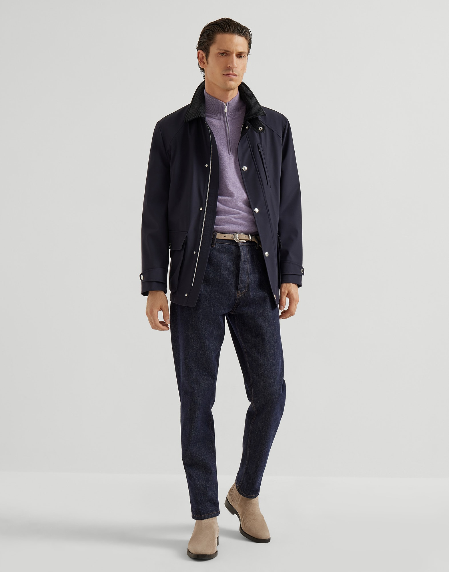 Cashmere sweater with half zip - 5