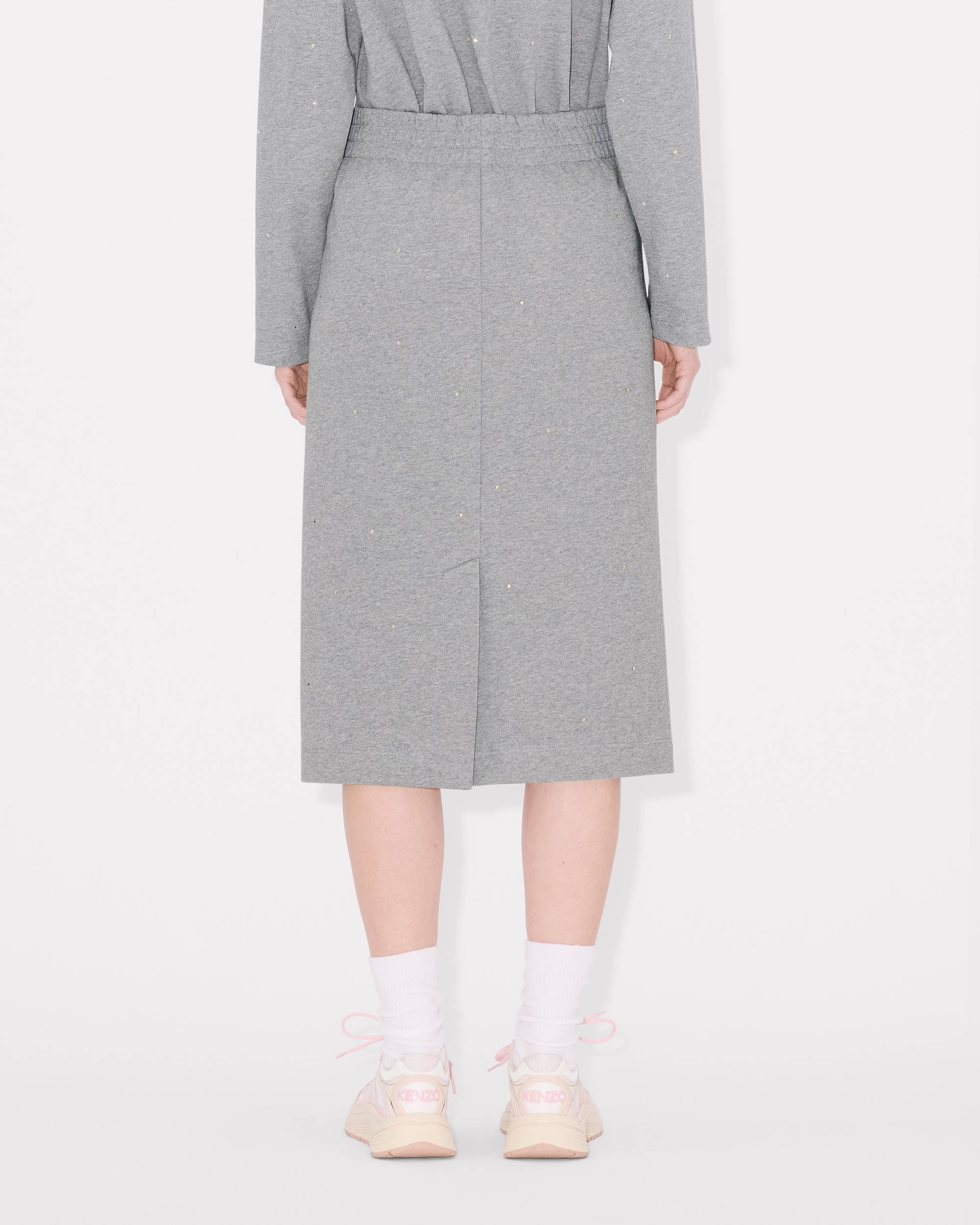 'KENZO Elephant Logo' strass embroidered skirt in cotton - 5