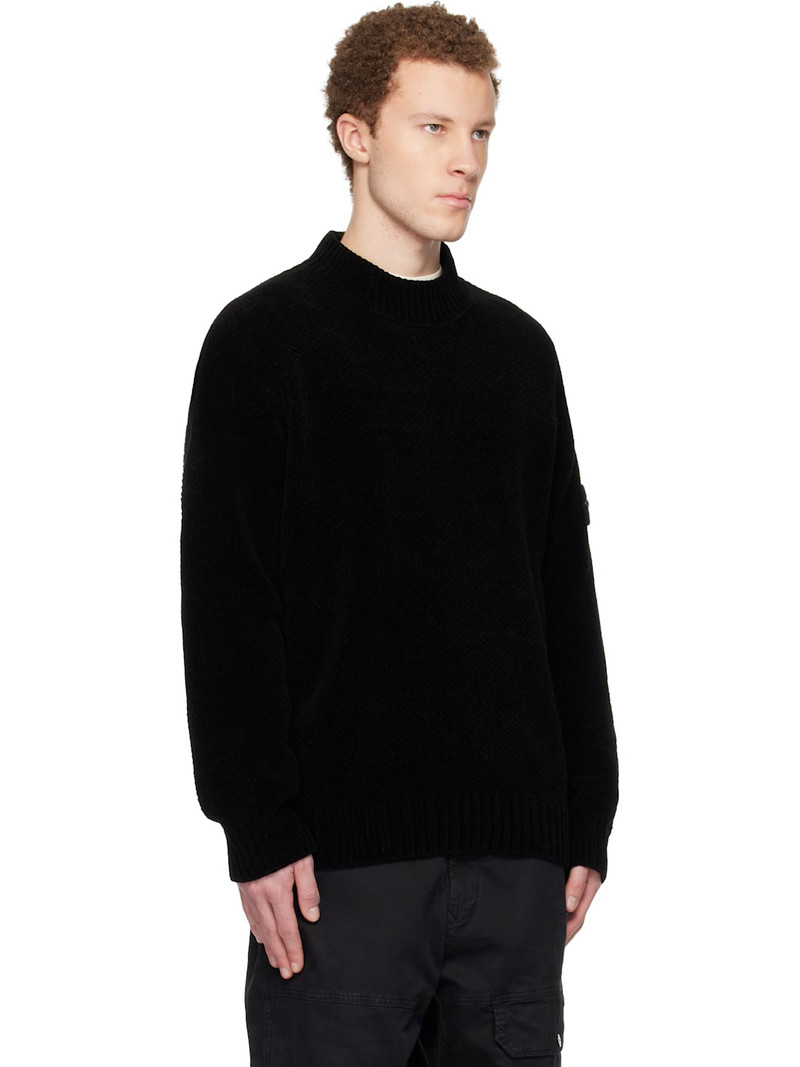 Black 5100005 Moss Stitch Cotton Chenille Sweater 2