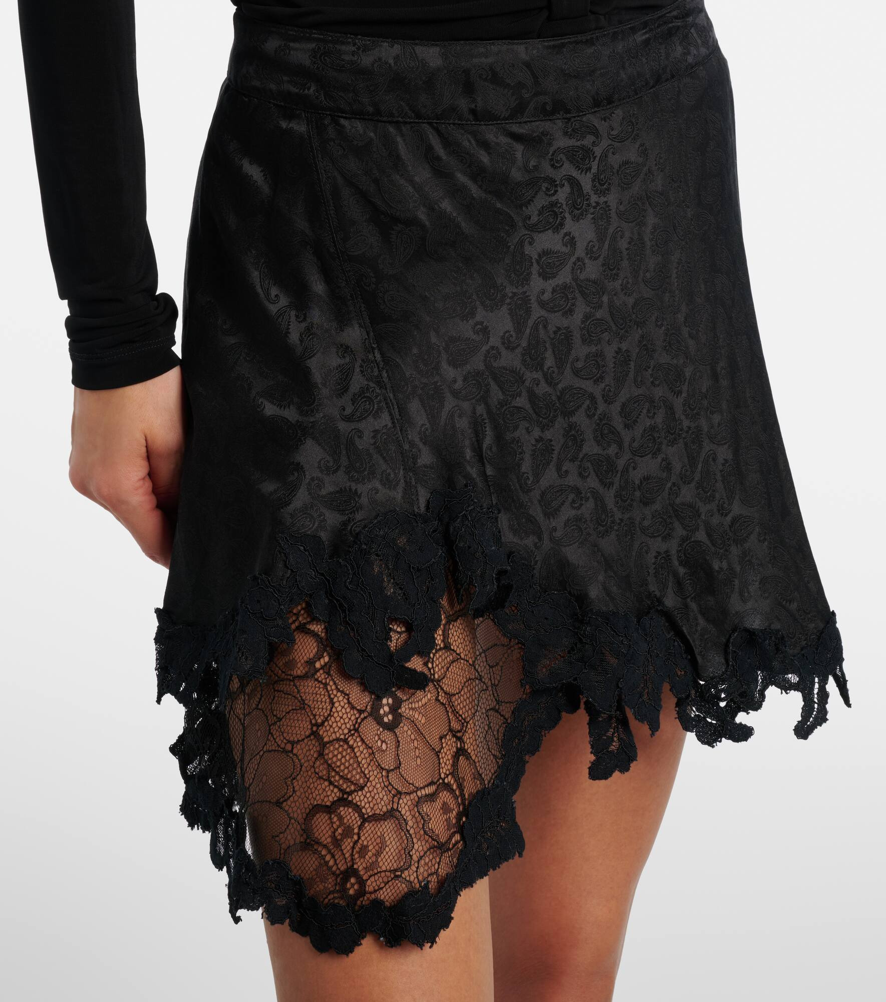 Reana lace-trimmed asymmetric miniskirt - 4