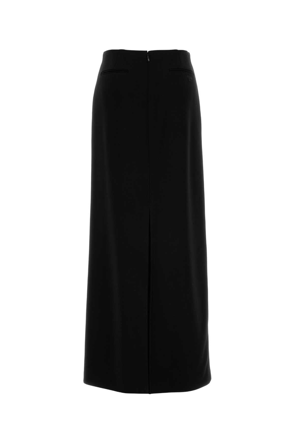 Fendi Women Black Stretch Cady Skirt - 2