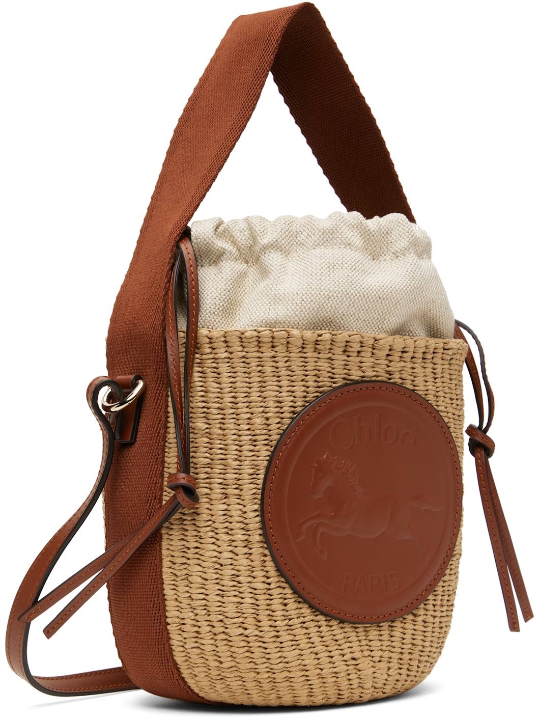 Beige Small Horse Medal Basket Bag - 2