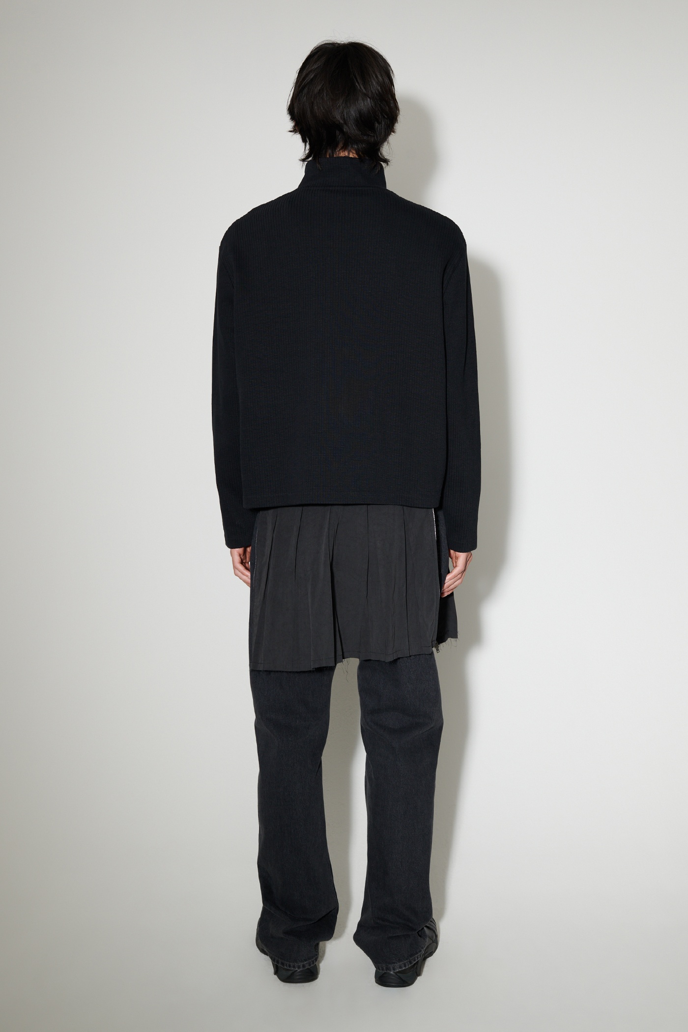 Shrunken Fullzip Polo Black Rib - 6