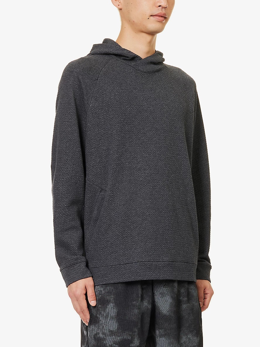Slip-pocket regular-fit stretch cotton-blend hooded sweatshirt - 3