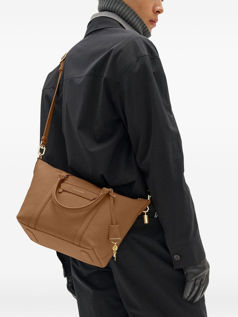 Weekender full-grain lock leather tote bag 3