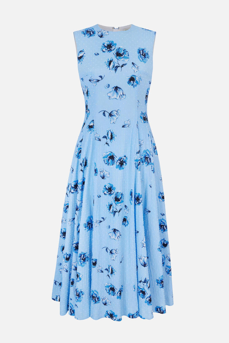 Chelsea Dress In Blue Poppies On Baby Blue Bibione Cotton 1