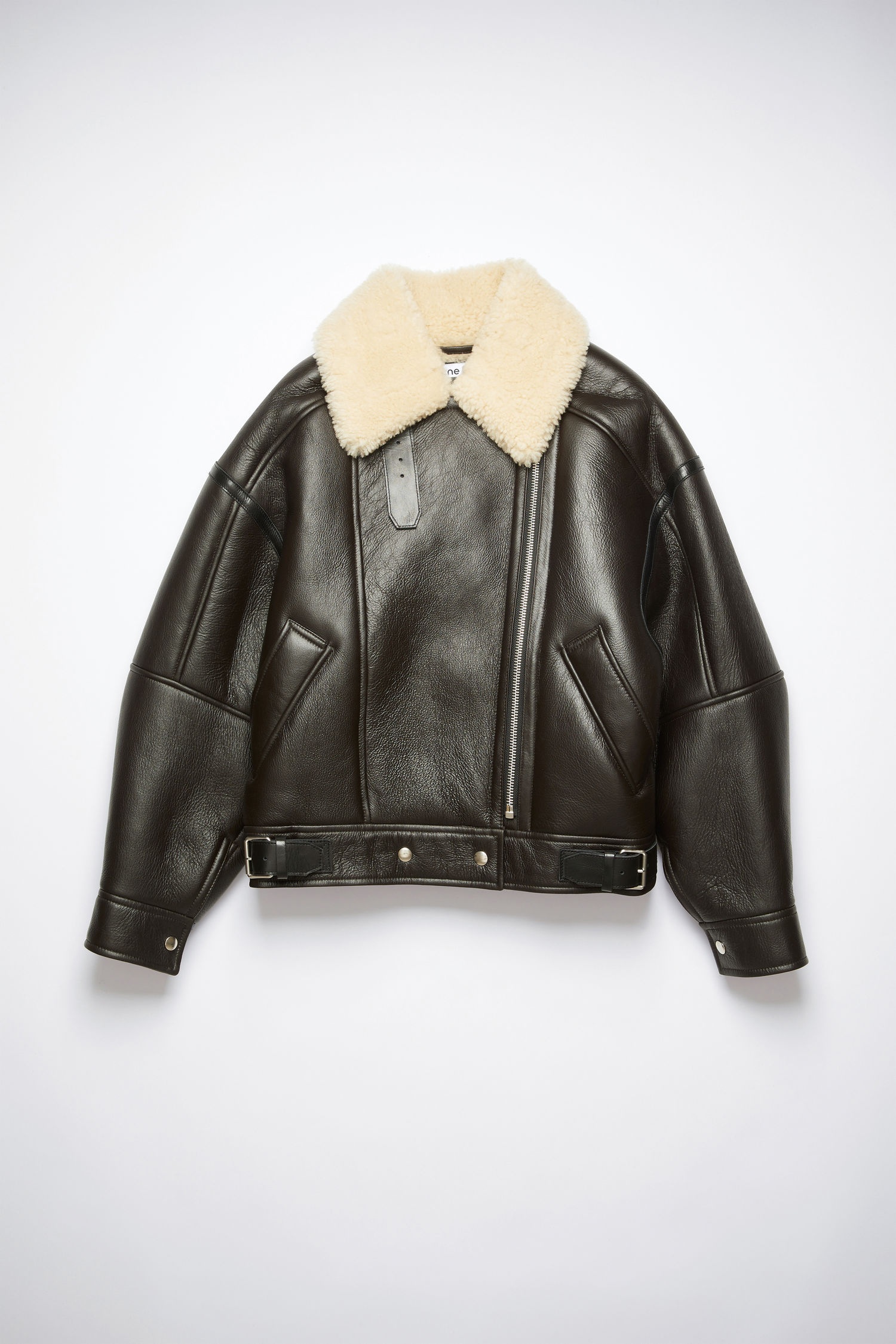 Shearling jacket - Dark brown/beige - 1