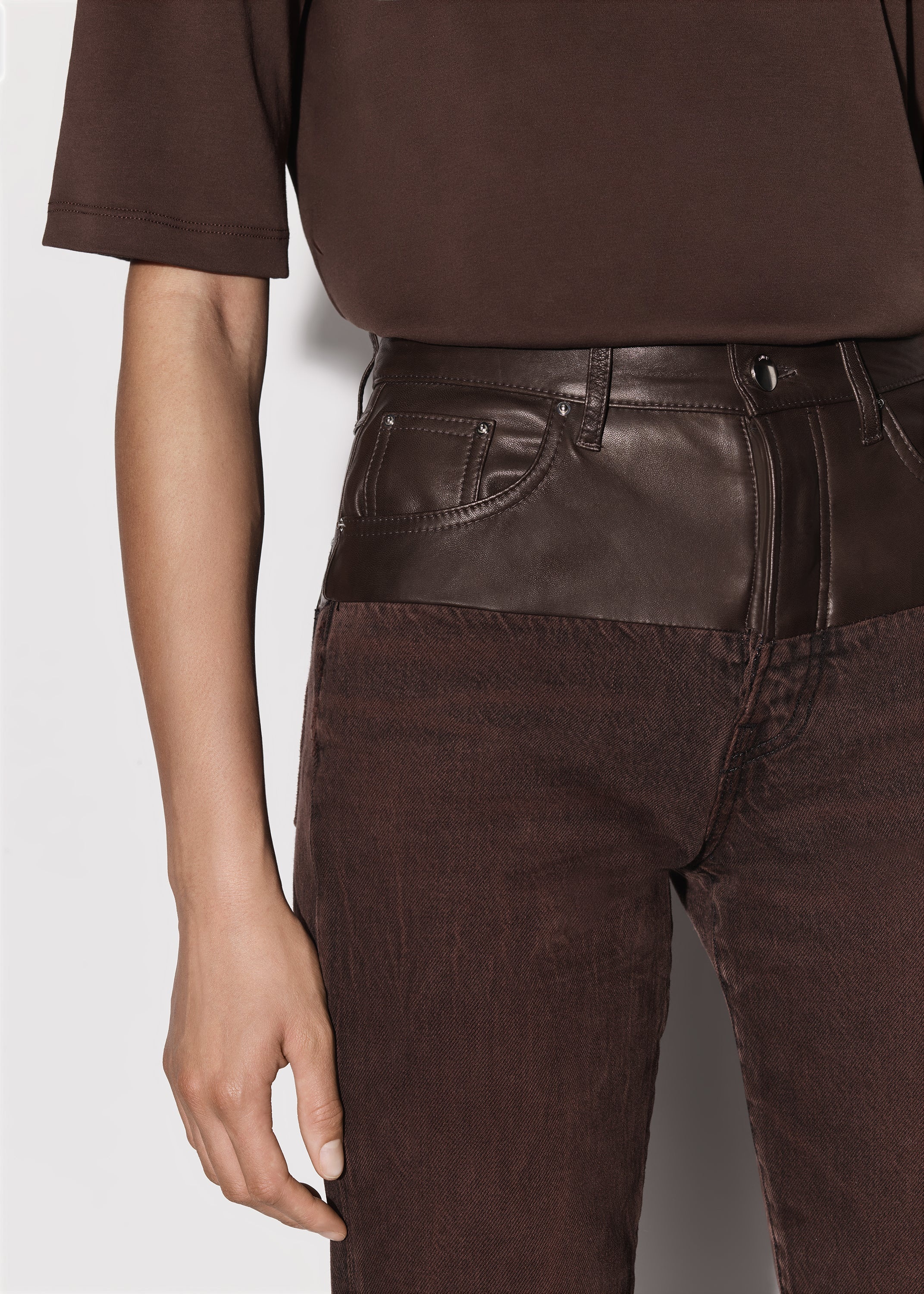 LEATHER HYBRID BOOTLEG JEAN - 6